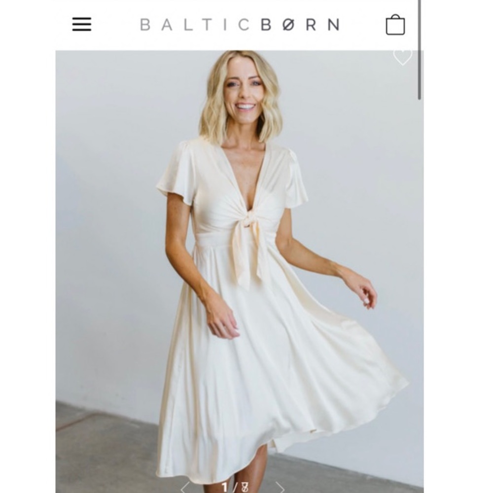 Baltic Born Cream Tie-Front Midi Dress